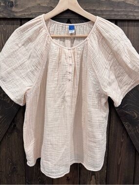Old navy cotton peach embroidered peasant blouse top